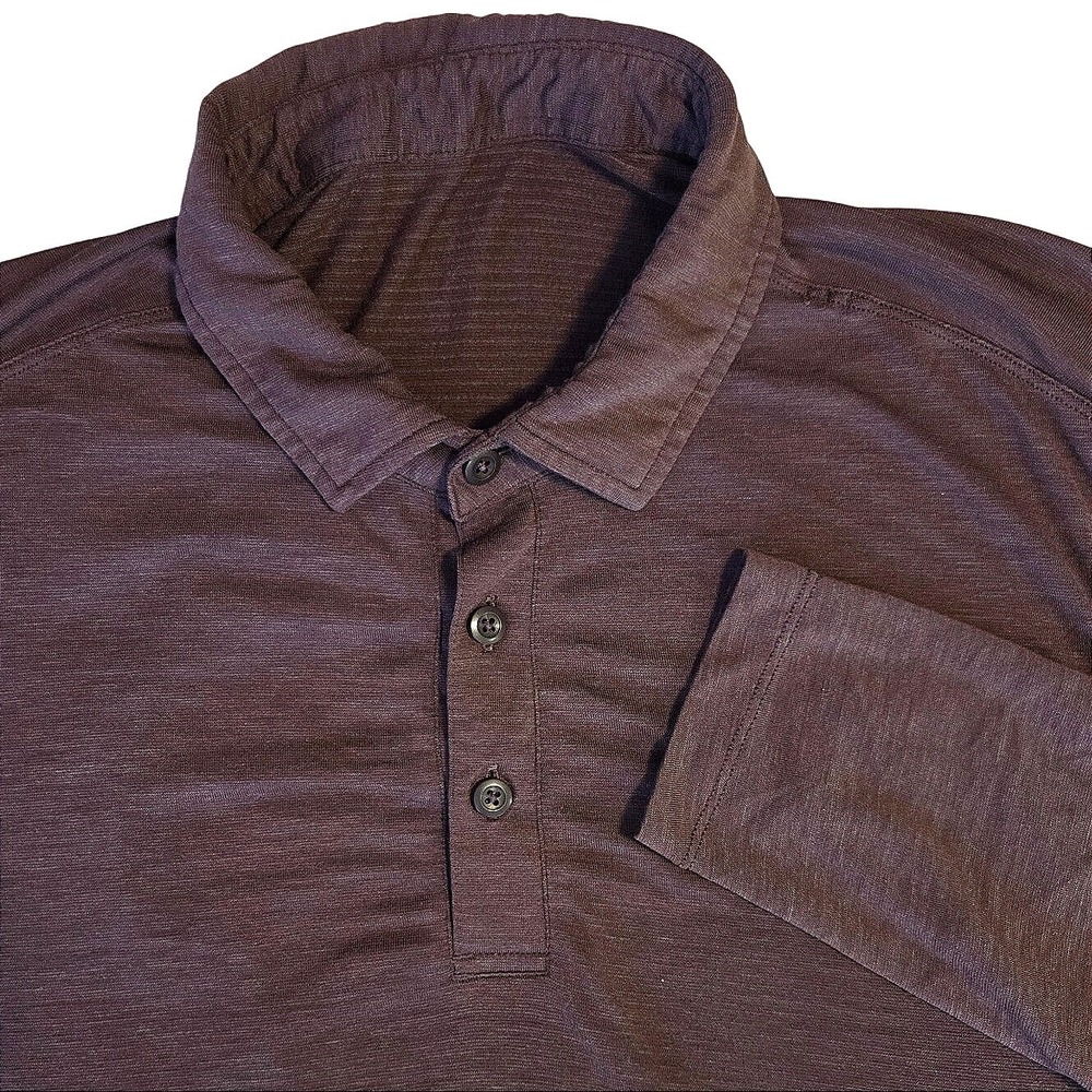 Lululemon Evolution Long Sleeve Polo Dark Adobe ~Men's‎ Medium Silverescent